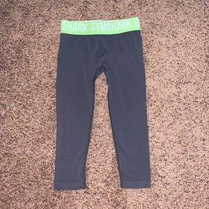 Gymshark Cropped Gray and Green Leggings
